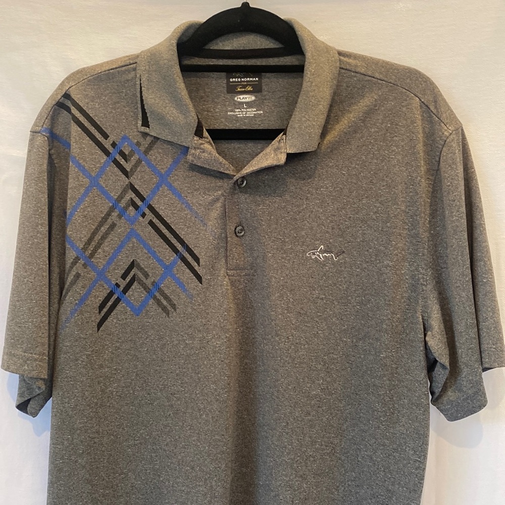 Greg Norman for Tasso Elba Men’s Gray Polyester Polo size L